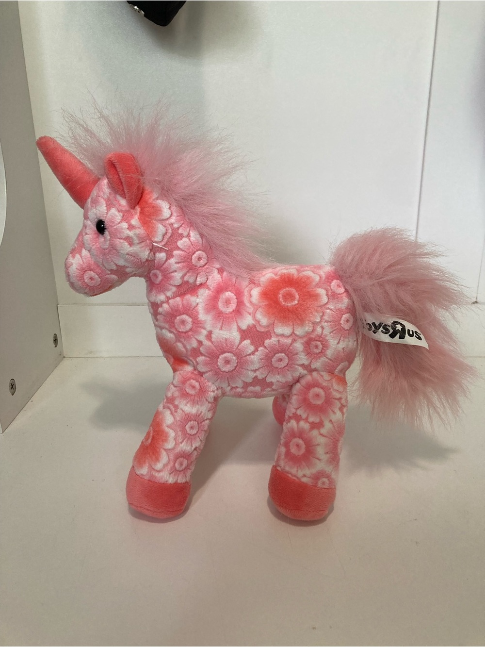 Toys R Us Unicorn Pink Flower Floral Embossed 2012 Plush Stuffed Animal Toy 11" - Picture 2 of 4